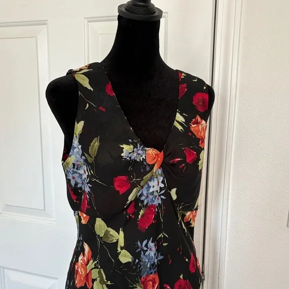 Tribal Vibrant Floral Maxi Dress - Black with Red and Orange - Picture 3 of 15